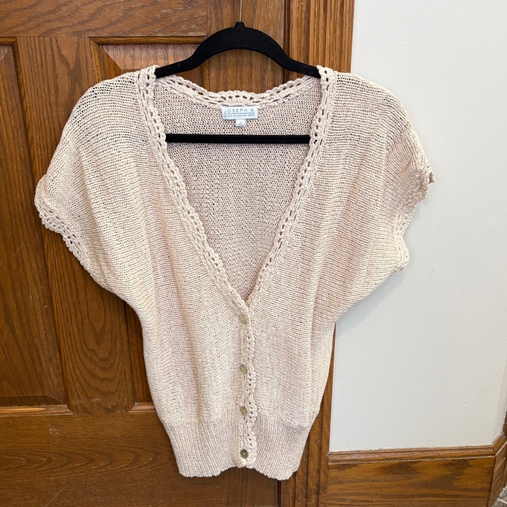 Women’s Open Knit Short Sleeve Cardigan S Cottagecore Coastal Grandma Boho